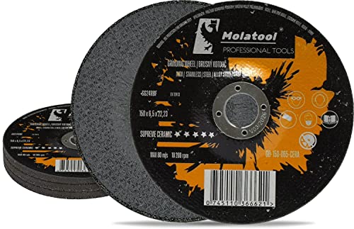 Molatool 150 x 6,5 x 22,2 mm KERAMIK Profi Schruppscheiben/Schleifscheiben 5 Stück - KERAMIK - Professionell - für Metallbearbeitung - Vorteilspack 5 Stück für Winkelschleifer Molatool 150 x 6,5 x 22,2 mm KERAMIK Profi Schruppscheiben/Schleifscheiben 5 Stück - KERAMIK - Professionell - für Metallbearbeitung - Vorteilspack 5 Stück für Winkelschleifer von Molatool