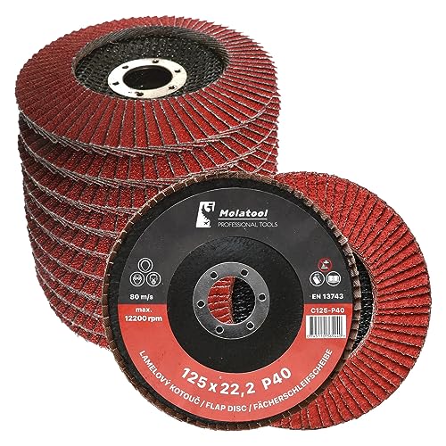 Molatool Profi Fächerscheibe Keramik 125 x 22,2 Körnung 40 für Metall Stahl - Lamellenscheiben 10 Stück Schleifmopteller/Fächerschleifscheiben/Schleifscheiben Winkelschleifer Molatool Profi Fächerscheibe Keramik 125 x 22,2 Körnung 40 für Metall Stahl - Lamellenscheiben 10 Stück Schleifmopteller/Fächerschleifscheiben/Schleifscheiben Winkelschleifer von Molatool