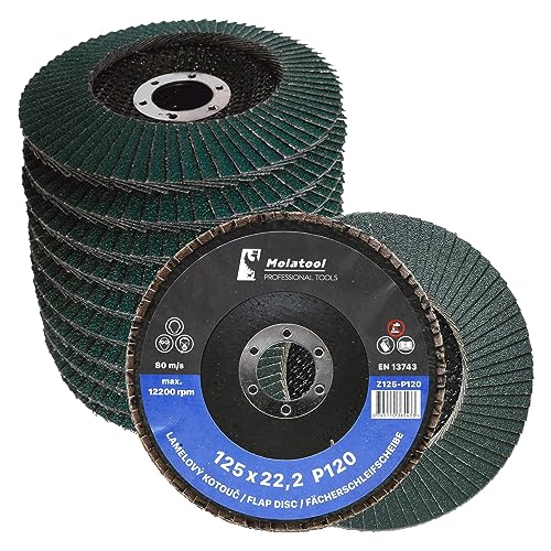 Molatool Profi Fächerscheibe VSM Zirkon 125 x 22,2 Körnung 120 - Stahl - präzises Schleifen Lamellenscheiben 10 Stück Schleifmopteller/Fächerschleifscheiben/Schleifscheiben 125mm Winkelschleifer Molatool Profi Fächerscheibe VSM Zirkon 125 x 22,2 Körnung 120 - Stahl - präzises Schleifen Lamellenscheiben 10 Stück Schleifmopteller/Fächerschleifscheiben/Schleifscheiben 125mm Winkelschleifer von Molatool
