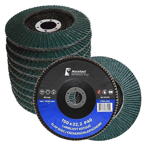 Molatool Profi Fächerscheibe VSM Zirkon 150 x 22,2 Körnung 40 für Stahl - präzises Schleifen Lamellenscheiben 5 Stück Schleifmopteller/Fächerschleifscheiben/Schleifscheiben 150mm Winkelschleifer Molatool Profi Fächerscheibe VSM Zirkon 150 x 22,2 Körnung 40 für Stahl - präzises Schleifen Lamellenscheiben 5 Stück Schleifmopteller/Fächerschleifscheiben/Schleifscheiben 150mm Winkelschleifer von Molatool