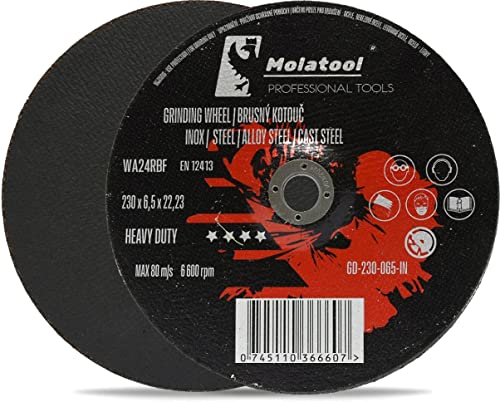 Molatool Profi Schruppscheibe 230 x 6,5 x 22,2 mm - Schleifscheibe - Korund - Professionell - für Metallbearbeitung - für Winkelschleifer Molatool Profi Schruppscheibe 230 x 6,5 x 22,2 mm - Schleifscheibe - Korund - Professionell - für Metallbearbeitung - für Winkelschleifer von Molatool