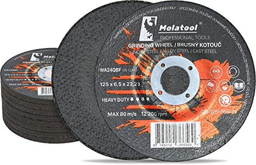 Molatool Profi Schruppscheiben 125 x 6,5 x 22,2 mm, 10 Stück - Korund - Professionell - für Metallbearbeitung - Vorteilspack 10 Stück für Winkelschleifer Molatool Profi Schruppscheiben 125 x 6,5 x 22,2 mm, 10 Stück - Korund - Professionell - für Metallbearbeitung - Vorteilspack 10 Stück für Winkelschleifer von Molatool