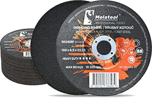 Molatool Profi Schruppscheiben 150 x 6,5 x 22,2 mm - Schleifscheiben 10 Stück - Korund - Professionell - für Metallbearbeitung - Vorteilspack 10 Stück für Winkelschleifer von Molatool