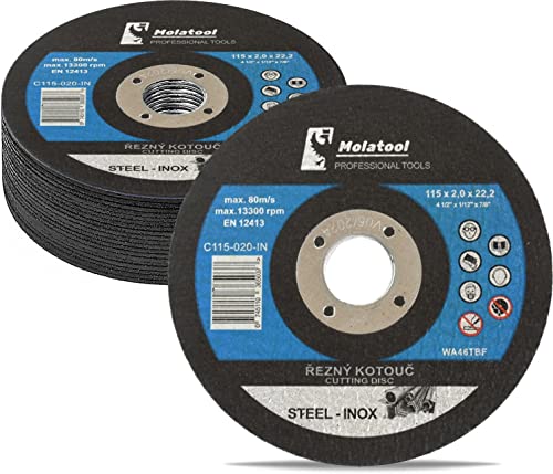 Molatool Profi Trennscheiben 115 x 2,0 x 22,2 mm, 20 Stück, Professionell, für Metall, Stahl, Edelstahl/INOX, Vorteilspack 20 Stück Flexscheiben für Winkelschleifer Molatool Profi Trennscheiben 115 x 2,0 x 22,2 mm, 20 Stück, Professionell, für Metall, Stahl, Edelstahl/INOX, Vorteilspack 20 Stück Flexscheiben für Winkelschleifer von Molatool
