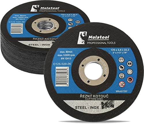Molatool Profi Trennscheiben 125 x 2,0 x 22,2 mm, 20 Stück, Professionell, für Metall, Stahl, Edelstahl/INOX, Vorteilspack 20 Stück Flexscheiben für Winkelschleifer Molatool Profi Trennscheiben 125 x 2,0 x 22,2 mm, 20 Stück, Professionell, für Metall, Stahl, Edelstahl/INOX, Vorteilspack 20 Stück Flexscheiben für Winkelschleifer von Molatool