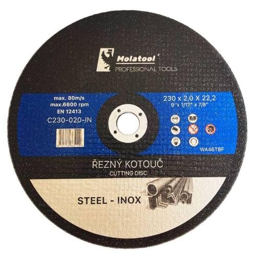 Molatool Profi Trennscheiben 230 x 2,0 x 22,2 mm, 5 Stück, Professionell, für Metall, Stahl, Edelstahl/INOX, Vorteilspack 5 Stück Flexscheiben für Winkelschleifer von Molatool