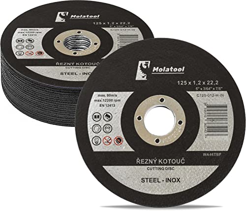 Molatool Standard Trennscheiben 125 x 1,2 x 22,2 mm, 25 Stück für Metall, Stahl, Edelstahl/INOX, Vorteilspack 25 Stück Flexscheiben für Winkelschleifer von Molatool