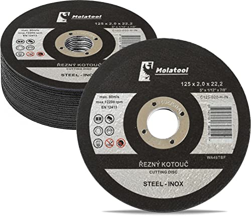 Molatool Standard Trennscheiben 125 x 2,0 x 22,2 mm, 20 Stück für Metall, Stahl, Edelstahl/INOX, Vorteilspack 20 Stück Flexscheiben für Winkelschleifer Molatool Standard Trennscheiben 125 x 2,0 x 22,2 mm, 20 Stück für Metall, Stahl, Edelstahl/INOX, Vorteilspack 20 Stück Flexscheiben für Winkelschleifer von Molatool