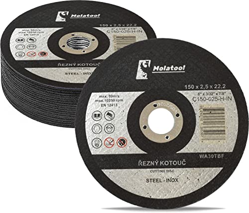 Molatool Standard Trennscheiben 150 x 2,5 x 22,2 mm, 20 Stück für Metall, Stahl, Edelstahl/INOX, Vorteilspack 20 Stück Flexscheiben für Winkelschleifer Molatool Standard Trennscheiben 150 x 2,5 x 22,2 mm, 20 Stück für Metall, Stahl, Edelstahl/INOX, Vorteilspack 20 Stück Flexscheiben für Winkelschleifer von Molatool