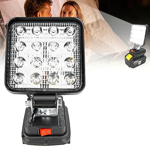 Akku Lampe für Makita 18v, LED Arbeitsleuchte Baustrahler mit 16 Lampenperlen 27W Led Arbeitsleuchte Akku LED Akku Strahler für Makita 18V Lithium Lonen Batterie für Camping, Autoreparaturen, Notfall von Molbory