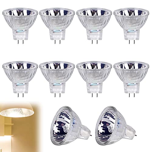 Halogen Reflektor Leuchtmittel 20W 12V, 10 Stück MR11 GU4 Halogenlampen Reflektor Leuchtmittel, Dimmbar Halogen Spot Strahler,Warmweiß 2700K,250LM Halogen-Glühbirnen Halogenstrahler Halogen-Glühbirnen von Molbory