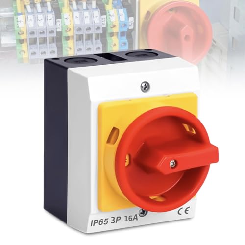 Hauptschalter Leistungsschalter 16A 3polig, Drehschalter mit Kunststoffgehäuse IP65 Trennschalter Lasttrennschalter Aufputz Schalter zum Verbinden Schalter und Trennen Kleinen Stromkreisen (16A-3P) von Molbory