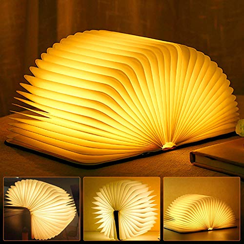 Molbory LED Buchlampe Faltbare Buchlampe Licht Buchlampe LED Stimmungsbeleuchtung USB Aufladbare WarmweißSchreibtisch Buch Licht Nachtlicht Nachttischlampe für Kinder Freundin Geschenk Home Decor von Molbory
