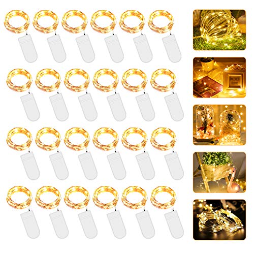 Lichterkette mit Batterien, 24 Lichterketten, 2 m, 20 LEDs, IP65, Mini Fairy Light, für den Innen- und Außenbereich, romantisch, zur Dekoration von Weihnachtsbaum/Hochzeit/Garten/Terrasse, Warmgelb Lichterkette mit Batterien, 24 Lichterketten, 2 m, 20 LEDs, IP65, Mini Fairy Light, für den Innen- und Außenbereich, romantisch, zur Dekoration von Weihnachtsbaum/Hochzeit/Garten/Terrasse, Warmgelb von Molbory