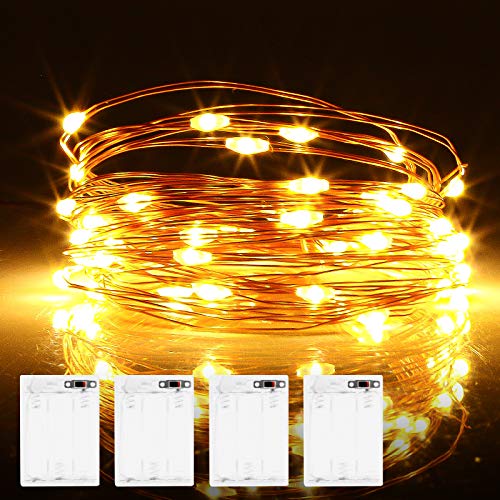 Micro LED Lichterkette Batterie, 4 Stück 6 Meter 60er LED lichterkette mit Timer IP65 Wasserdicht Draht Beleuchtung für Party, Garten, Hochzeit, Weihnachten, Halloween von Molbory