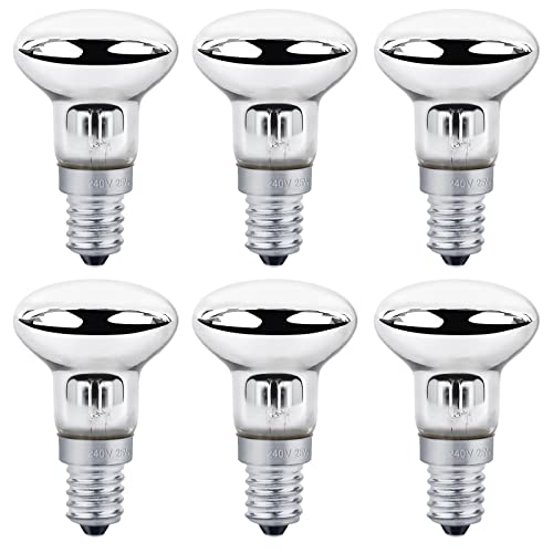Molbory 6 Stück Lavalampe Glühbirne E14 R39 25W Ersatzbirnen, E14 R39 Ersatzbirnen für Lavalampen,Glitzerlampen, 400 Lm Reflektorlampen, Warmweiß von Molbory