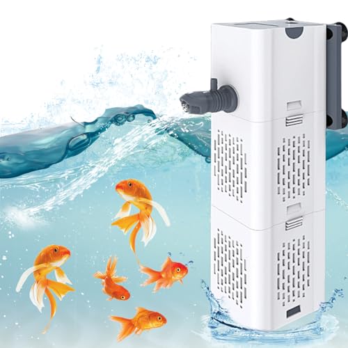 Molbory Aquarium Filterpumpe Kleiner, 1000 L/H 15W Einstellbarer Aquarium Innenfilter, Leiser Aquarienfilter für 100L Aquarium Wasserfilter, Fischtank-Filter für Süß- und Meerwasser Becken von Molbory