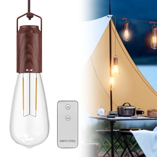 Molbory Hängelampe, wiederaufladbare Hängeleuchte, Pendelleuchte mit Batterie Fernbedienung, IP44 wasserdicht, Vintage, ohne Strom Stromanschluss, LED Ziehleuchten, Gartenleuchte für Innen & Außen von Molbory