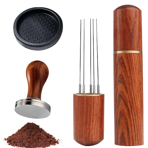 Molbory Kaffee Tamper 51mm, Espresso Tamper Set, 304 Edelstahl Kaffeestampfer Tamper, Tampermatte und Espresso Nadel, Espresso Tamper Barista Set für Cafes und Kaffeeliebhaber von Molbory