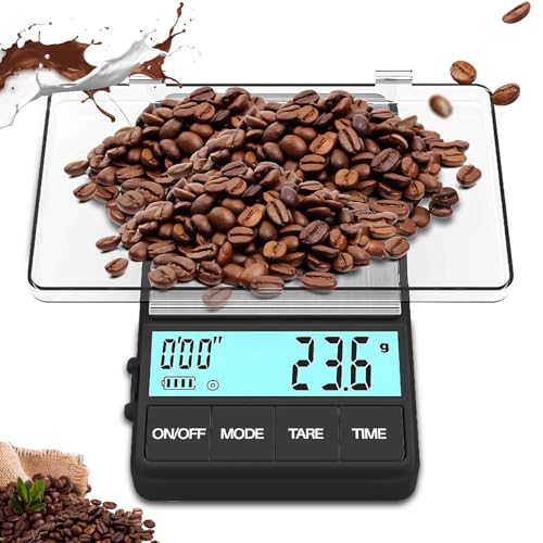 Molbory Kaffeewaage mit Timer 1000g/0,1g, Espresso Waage, Digitale küchenwaage,Barista kaffee waage, Coffee Scale mit LCD-Display (inkl. Batterien) von Molbory