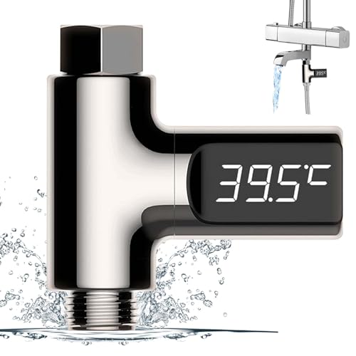 Molbory LED Digital Badethermometer, Badewannenthermometer 5-85 ℃ Echtzeit Wasserdurchfluss mit 360 ° drehbarem Bildschirm, Wasserthermometer Baby, Duschthermometer, Thermometer Badewanne Badezimmer von Molbory