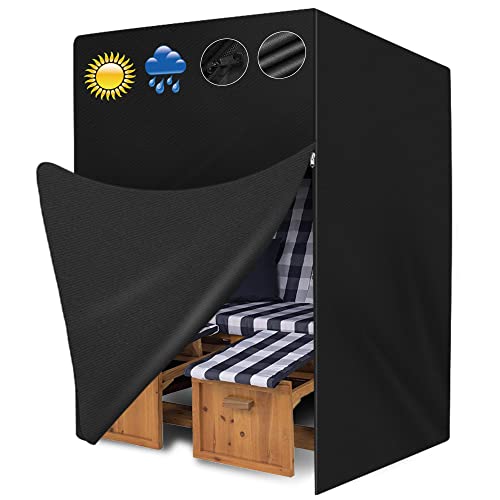 Molbory Strandkorb Schutzhülle Winterfest, Strandkorbhülle 420D Oxford Strandkorb Abdeckung Wasserdicht Strandkorbplane Strandkorb Wetterfest (135x105x175/140cm) von Molbory