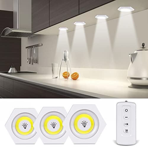 Unterbauleuchte Küche LED Schrankbeleuchtung,3 Stück Unterbauleuchte Küche mit Fernbedienung, Kaltweiß Schranklicht Schrankleuchte Küchenbeleuchtung, Led Küchenunterbauleuchte für Küche,Kleiderschrank von Molbory