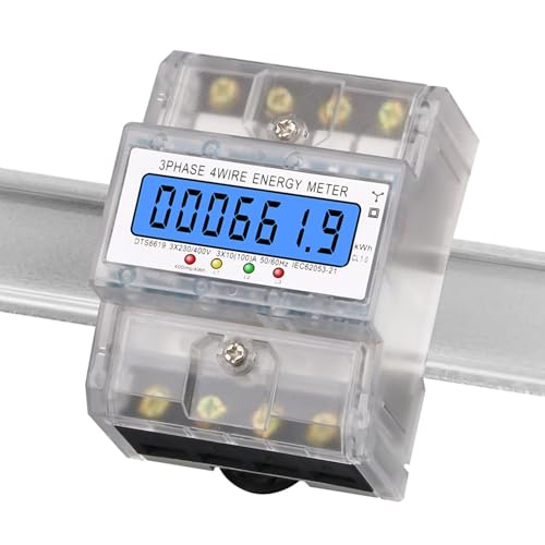 Digitaler Stromzähler, 3-Phasen-4-Draht-DIN-Schienen-Energiezähler, LCD-Anzeigenelement für 220/380V 5-100A, kalibrierter Stromzähler für Energiemesssysteme von Molczov