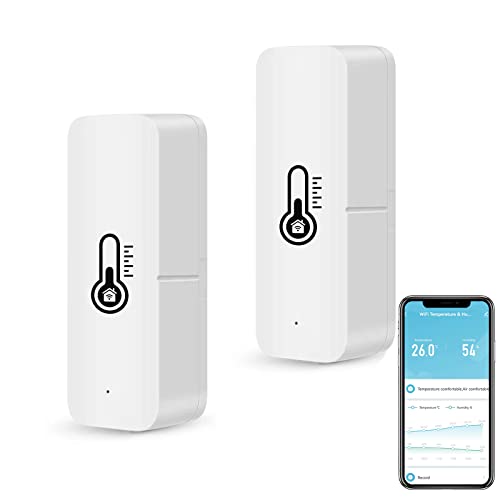 Smarte WiFi Thermometer Hygrometer, Bluetooth Innen und Außentemperatur und Feuchtigkeitssensor, Alexa WiFi Thermometer App Fernbedienung für Zuhause. 2 Pack von Molczov