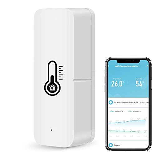 WiFi Thermometer Hygrometer Innen, Mini Thermometer Raumthermometer mit App Fernbedienung, Temperatur Luftfeuchtigkeitmessgerät mit Datenspeicherung für Gewächshaus, Kompatibel Alexa Google Home 1PCS von Molczov