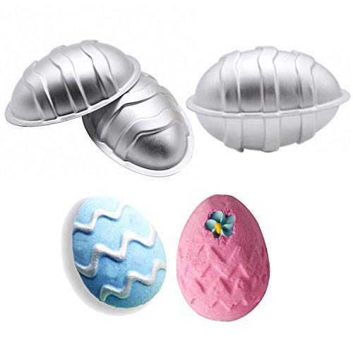 MoldFun 3D-Osterei-Aluminium-Badbombenform für selbstgemachte Badebomben, auch als Schokoladenmousse, Kuchen, Cupcake-Form (Set von 2, 4 Stück) von MoldFun