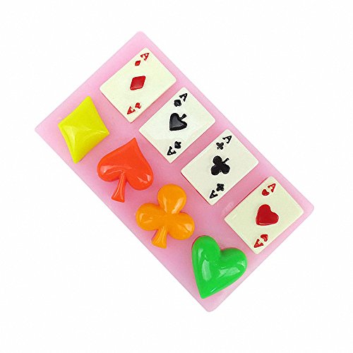 MoldFun Silikonform mit Pokermotiv, Spielkarten, Herzen, Diamanten, Piken, Clubs, Form für Schokolade, Fondant, Kuchen, Cupcake-Dekoration, Seife, Gummipaste, Polymerton, Süßigkeiten, Harz von MoldFun