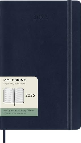 Moleskine Wochenplaner, Wochenagenda 2026 12 Monate mit Platz für Notizen, mit weichem Einband und Gummibandverschluss, Großformat 13x21, Farbe Blau Moleskine Wochenplaner, Wochenagenda 2026 12 Monate mit Platz für Notizen, mit weichem Einband und Gummibandverschluss, Großformat 13x21, Farbe Blau von Moleskine