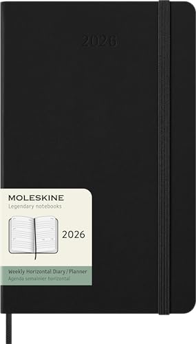 Moleskine Wochenplaner, Horizontale Wochenagenda 2026 12 Monate, Mit Fester Einband und Elastischem Verschluss, Großformat 13x21, Farbe Schwarz Moleskine Wochenplaner, Horizontale Wochenagenda 2026 12 Monate, Mit Fester Einband und Elastischem Verschluss, Großformat 13x21, Farbe Schwarz von Moleskine