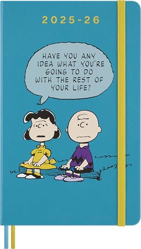 Moleskine 18 Monate Peanuts Charlie & Lucy Wochen Notizkalender 2025/2026, L/A5, 1 Wo = 1 Seite, fester Einband, Riffblau von Moleskine