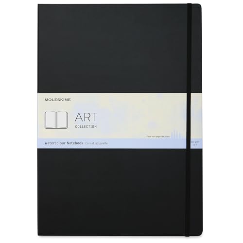 Moleskine 29.7 x 42 cm A3 Size Watercolour Notebook Classic Watercolour Notebook, Paper Suitable for Watercolour Pencils and Paints Hard Cover and Elastic Closure, Colour Black, 60 Pages von Moleskine