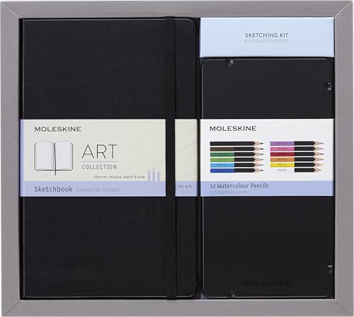 Moleskine Aquarell Skizzenbuch-Set (Large/A5, Hard Cover, aquarellstifte) schwarz von Moleskine