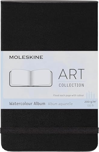 Moleskine Art Collection, Aquarellalbum, Skizzenbuch (Hardcover und elastischer Verschluss, Papier geeignet für Aquarelle und Aquarellstifte, Tasche 9 x 14 cm, 60 Seiten) schwarz von Moleskine