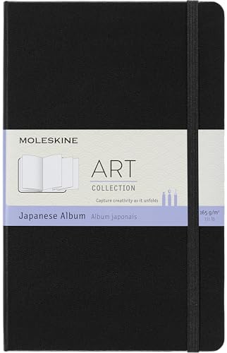 Moleskine Art Collection, Japanisches Album, Skizzenbuch mit Hardcover, Papier geeignet für Stifte, Pastelle und Zeichenkohle, Großformat 13 x 21 cm, 48 Seiten) schwarz von Moleskine