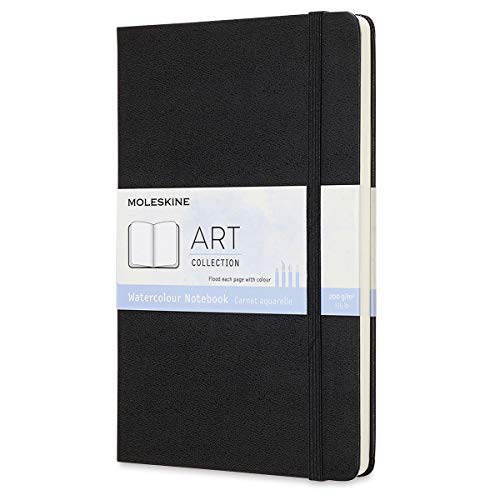 Moleskine 13 x 21 cm Großes Art Collection Aquarell-Notizbuch Skizzenalbum zum Zeichnen mit Hardcover, Papier geeignet für Wasser, Farben und Aquarellstifte, Schwarz, 72 Seiten von Moleskine