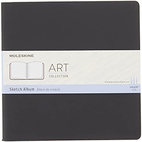 Moleskine Art Collection Skizzen-/ Zeichenbuch (mit Hardcover, Papier geeignet für Stifte, Bleistifte, Holzkohle, Quadratisches Format 19 x 19 cm, 88 Seiten) schwarz von Moleskine