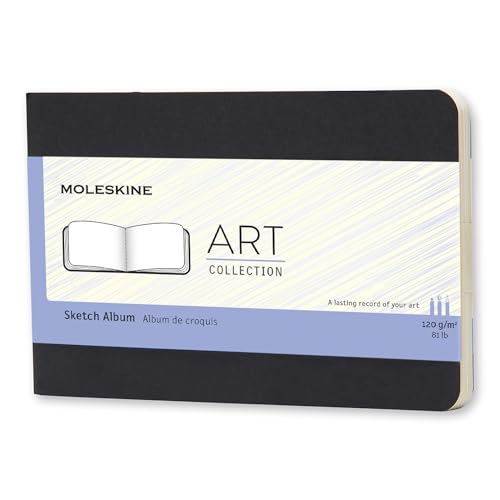 Moleskine Art Collection Skizzenbuch (Zeichenblock mit Hardcover, Papier geeignet für Stifte, Bleistifte und Zeichenkohle, Taschenformat 9 x 14 cm, 72 Seiten) schwarz von Moleskine