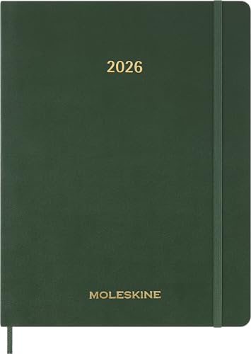 Moleskine Essential Planner 2025-2026, Vertikaler Wochenkalender 15 Monate, Mit Täglichen Zeitschlitzen, Flexibler Einband, Farbe Myrtegrün, Format XXL 23,5x28,14 von Moleskine