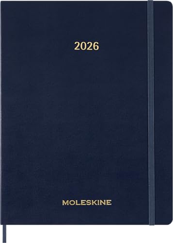 Moleskine Essential Planner 2025-2026, Vertikaler Wochenkalender 15 Monate, Mit Täglichen Zeitslots, Flexibler Einband, Farbe Blau, Format XXL 23,5x28,14 von Moleskine