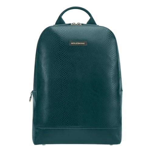 Moleskine Precious and Ethical Rucksack, Rucksack aus Außenmaterial mit Pythoneffekt VEGEA mit Gerätefach, Tasche, Shopper und Schlüsselring Enthalten, Abmessungen 26 x 37 x 9 cm, Farbe Grün von Moleskine