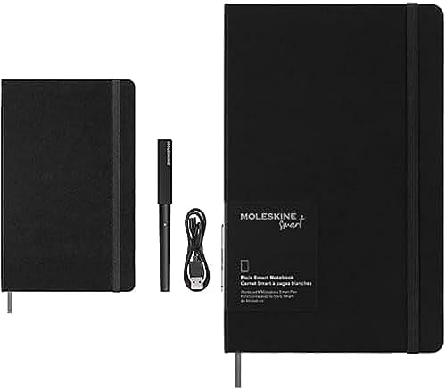 Moleskine Smart Writing Set, Smart Notebook mit Smart Pen, 13x21 cm, Schwarz + Smart Notebook, Smart Writing System, Großformat 13 x 21, Farbe: Schwarz von Moleskine