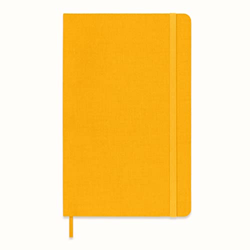 Moleskine Classic Liniertes Notizbuch, Hardcover aus Seide mit Elastikverschluss, Großformat, Farbe Orange Gelb von Moleskine