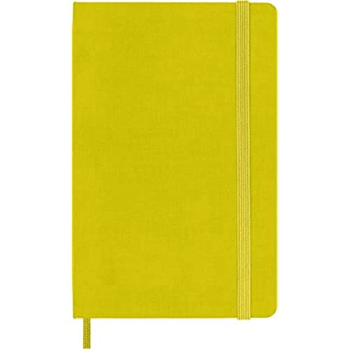 Moleskine Classic Liniertes Notizbuch, Hardcover aus Seide mit Elastikverschluss, Taschenformat, Farbe Heu Gelb von Moleskine