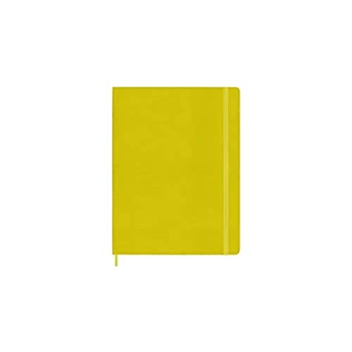 Moleskine Classic Liniertes Notizbuch, Hardcover aus Seide mit Elastikverschluss, XL-Größe, Farbe Heu Gelb von Moleskine