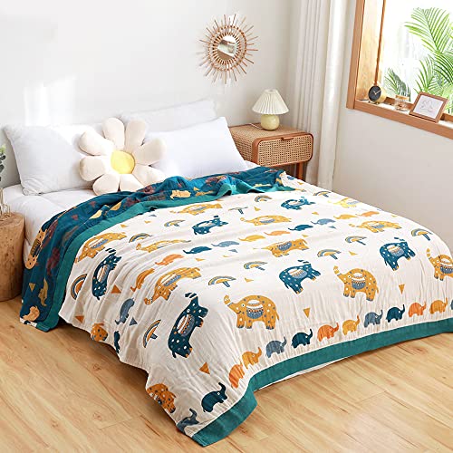Decke aus 100 % Baumwolle, weicher Musselin, Überwurfdecke für Couch, Bett, 5-lagige, weiche und leichte Musselin-Decken für Erwachsene, Decke 152.4x203.2 cm von Molesun